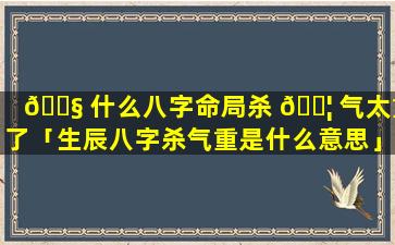 🐧 什么八字命局杀 🐦 气太重了「生辰八字杀气重是什么意思」